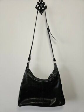 Vintage 90s Tignanello Italian Leather Shoulder Bag Black Purse Y2K